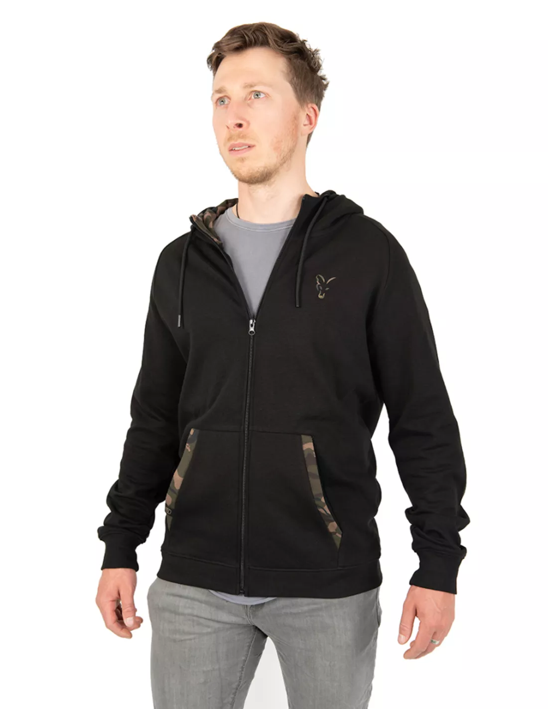 FOX LW BLACK/CAMO PRINT ZIP HOODY 3 FOX LW BLACK/CAMO PRINT ZIP HOODY