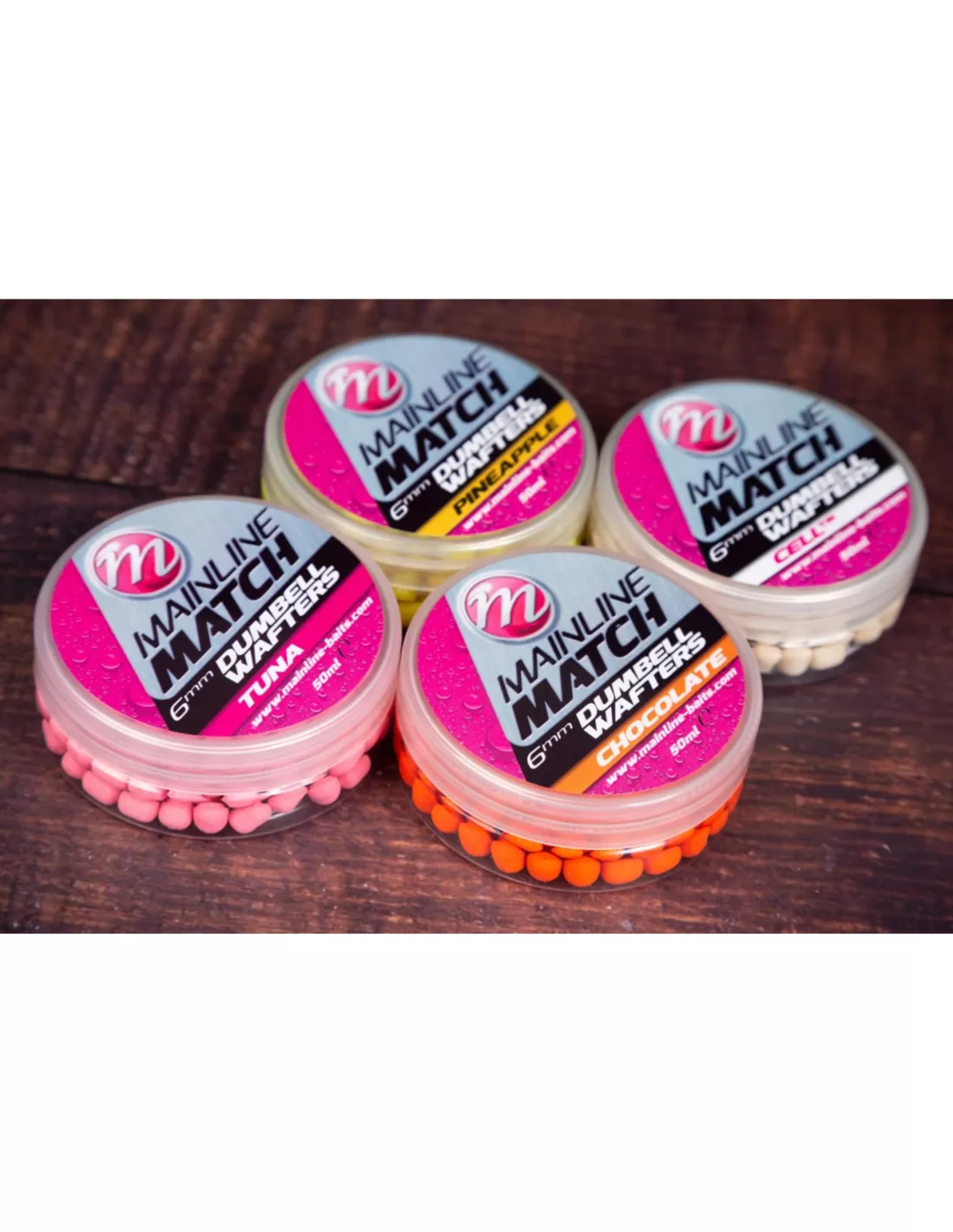 MAINLINE MATCH DUMBELL WAFTERS - 6 MM 3 MAINLINE MATCH DUMBELL WAFTERS - 6 MM